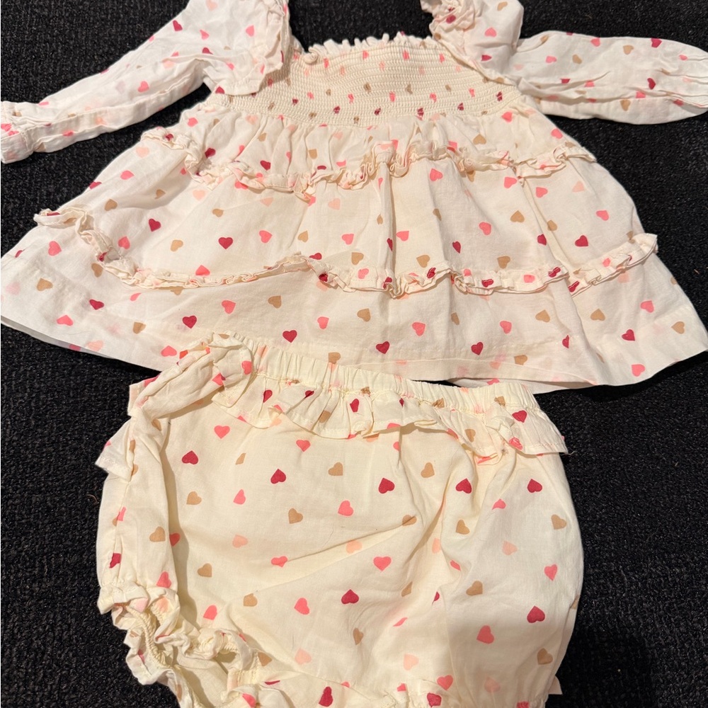 Janie and Jack Pink and Brown Heart Diaper Cover Set